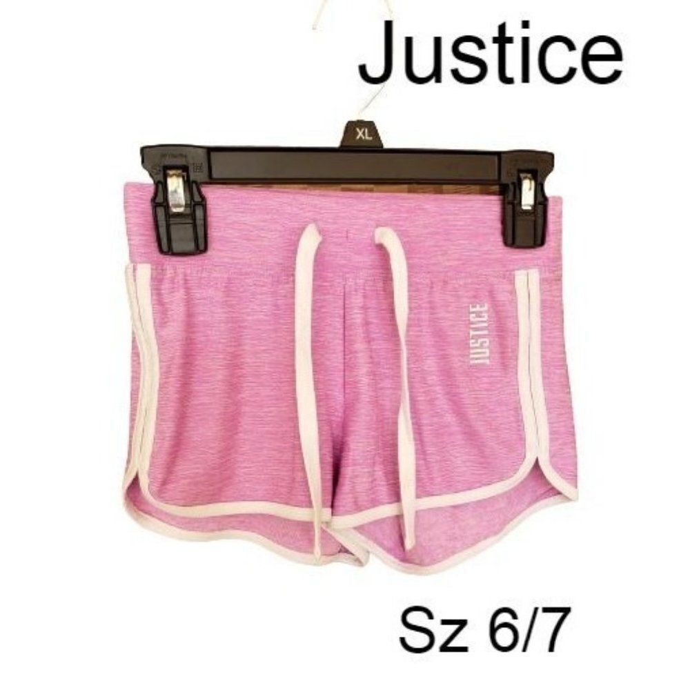 Justice Girls Pink Dolphin Logo Graphic Active Shorts Size 6/7 NEW